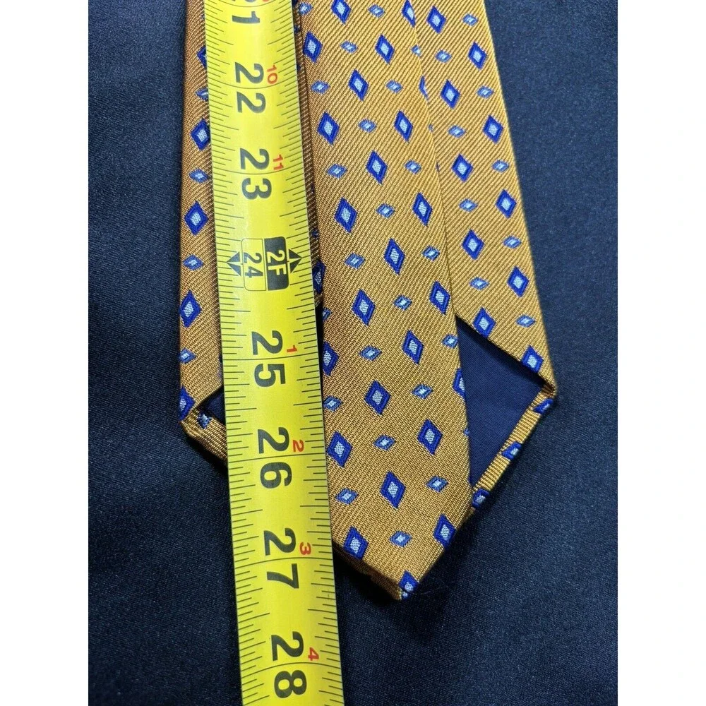 Polo Ralph Lauren Tie‎ Orange W/ Blue Diamond Geometric Pattern L:55